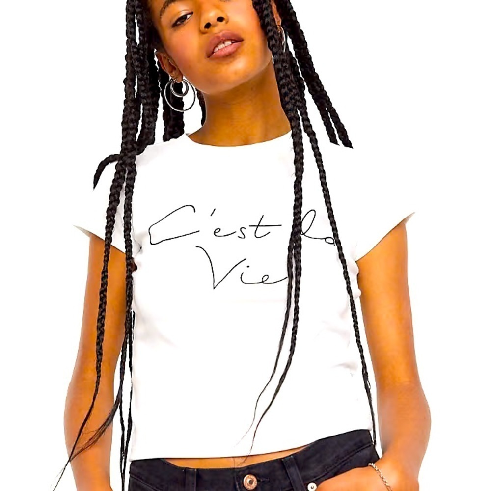 TOPSHOP C’est La Vie Baby Tee. Size 2